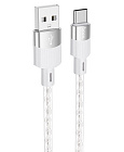 Дата-кабель Hoco X99 USB2.0 - USB Type-C, силикон, 1м, серый , 3.0A/ оплетка - прозрачный силикон/ устойчив к высоким и низким температурам, Hoco