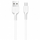 Дата-кабель Hoco X20 Flash USB2.0 - microUSB, TPE, 1м белый, ном.ток:2А/ ток зарядки: 2.4А/TPE+ПВХ/медь, Hoco