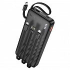 Зарядное устройство (Power Bank) Hoco J146 10000mAh USB+Type-C, с 4 кабелями, черное, 2A/ 5В/ Li-Po/ LED индикатор уровня заряда/ 149.7*70*22мм / 268г, Hoco