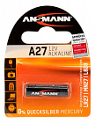 Батарейка LR27A ANSMANN 1516-0001 A27, 12В / 20мАч/ '8LR50' / 'A27' / 'MN27' / 28,2мм.*8мм., ANSMANN