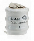Аккумулятор  NiMh 3.6V  80mAh 80BVH, Ni-MH дисковая аккумуляторная сборка 80мАч, Robiton