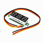 Измерительная панель вольтметр LED-3;  0-99,9В; 3-х проводной; синяя подсветка,  [=9...99.9В  3%] Размер: 30*11,7*11,7 мм (116122)