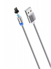 Дата-кабель More Choice K61Si Smart Magnetic USB2.0 -  Lightning 8-pin, нейлон,1м, темно-серый, 2.4A/ отсоединяемый (на магните) разъем/быстрая зарядка/ dark grey, More Choice