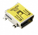 miniUSB B (USB/M-1J)(L-KLS1-229-5FB-B-R) gold, mini-USB2.0 'гнездо' 5-ти конт. тип B, поверхн. монтаж на плату  , KLS