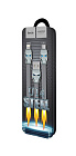 Кабель Hoco U14 capsule one pull 2 в1 USB2.0 -  Lightning+microUSB, TPE, 1.3м, серый, 2.4А/ плоский/ подсветка разъемов, Hoco