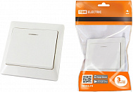 Выключатель 'Ильмень' 1-клавишный, белый, с подсветкой, IP20, 10А, (SQ1823-0003), TDM