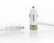 Зарядное устройство автомобильное Remax RCC102 2в1 (Lightning 8-pin+ micro USB), белое, 3,4А / 5В/ длина кабеля 1м, Remax