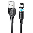 Кабель Hoco X52  MAGNETIC USB2.0 -  Lightning 8-pin, ПВХ, 1м, черный, 2.4A/отсоединяемый (на магните) разъем, Hoco