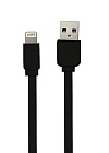 Кабель More Choice K21i USB2.0 -  Lightning 8-pin, ПВХ, 1м, черный, 2.1А/ плоский/ оплетка ПВХ, More Choice
