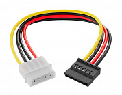 Кабель переходник питания Molex 4-Pin (M) - SATA 15-Pin (F) GSMIN WE36, 15 см, черный, GSMIN