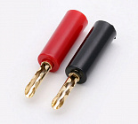 BANANA L1035 штекер, красный /черный пара,  на кабель до 4 мм2,  позолоч., 8 - 20AWG., R Connector (Китай)