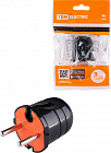 Вилка черная с красной вставкой, без заземления, 10А 250В, (SQ1806-0210), TDM