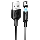 Кабель Borofone BX41 MAGNETIC USB2.0 - microUSB, ПВХ, 1м, черный, 2.4A/отсоединяемый (на магните) разъем, Borofone