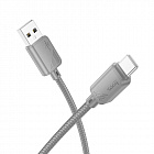 Дата-кабель Hoco X113  USB A - USB Type-C, 3.0А, нейлон, 1м, серый, 3А/ нейлоновая оплетка/ вес 27г, Hoco