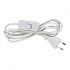 Шнур СЕТЬ Y010/CEE7/16 1.8m 2x0.75WR switch-1  с выключателем, белый, 1.8м, 2x0,75мм,  ~250В, без розетки , вилка прямая, Китай