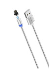 Дата-кабель More Choice K61Si Smart Magnetic USB2.0 -  Lightning 8-pin, нейлон,1м, серебристый, 2.4A/ отсоединяемый (на магните) разъем/быстрая зарядка/ silver, More Choice