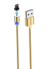 Дата-кабель More Choice K61Si Smart Magnetic USB2.0 -  Lightning 8-pin, нейлон,1м,  золотистый, 2.4A/отсоединяемый (на магните) разъем/быстрая зарядка/ gold, More Choice